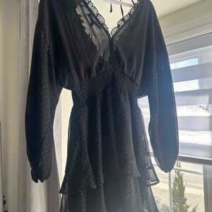 Dynamite Black Polka Dot Mini Dress